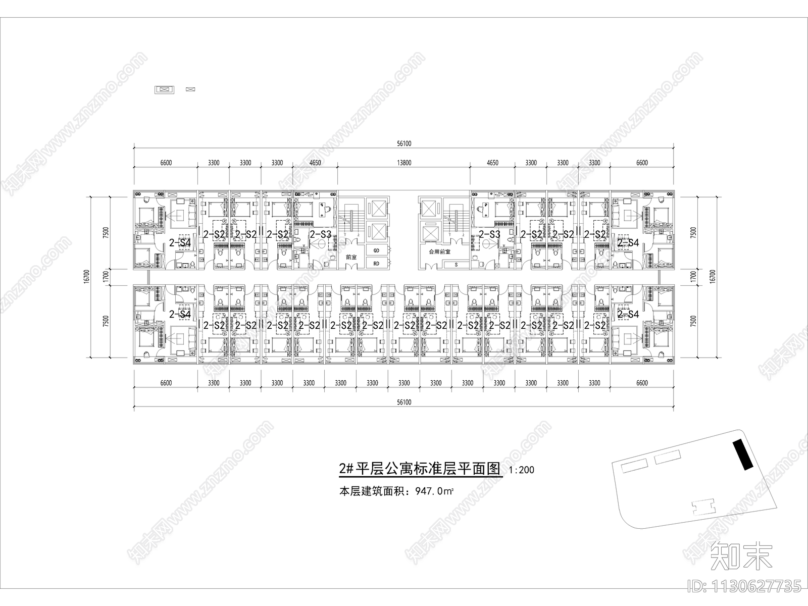 LOFT公寓户型平面图施工图下载【ID:1130627735】