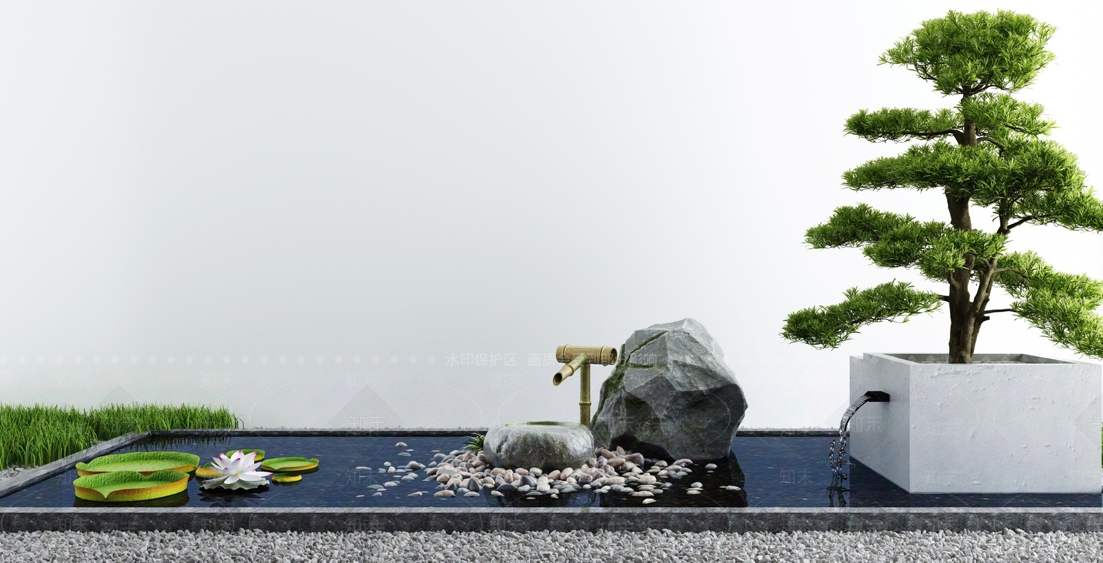 新中式假山水景3D模型下载【ID:1130629332】