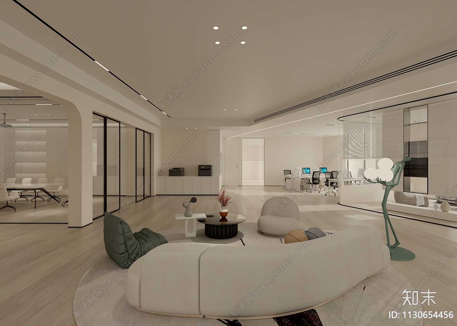 现代办公室效果图cad施工图下载【ID:1130654456】