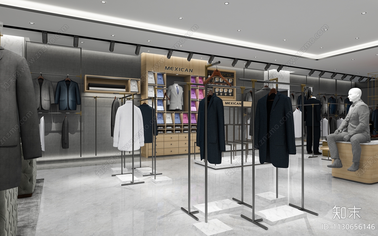 现代定制西服店3D模型下载【ID:1130656146】