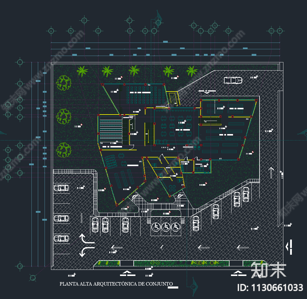 西班牙公共图书馆cad施工图下载【ID:1130661033】