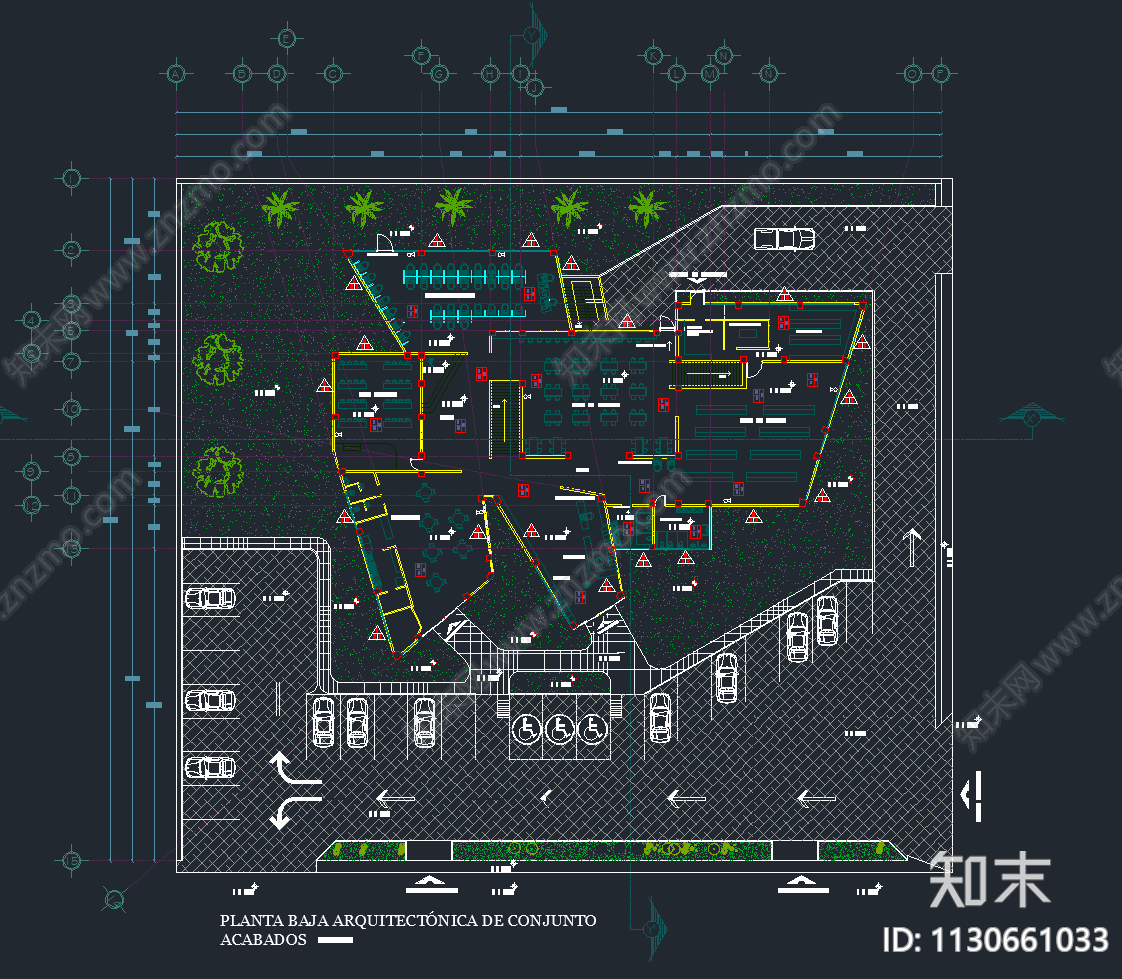 西班牙公共图书馆cad施工图下载【ID:1130661033】