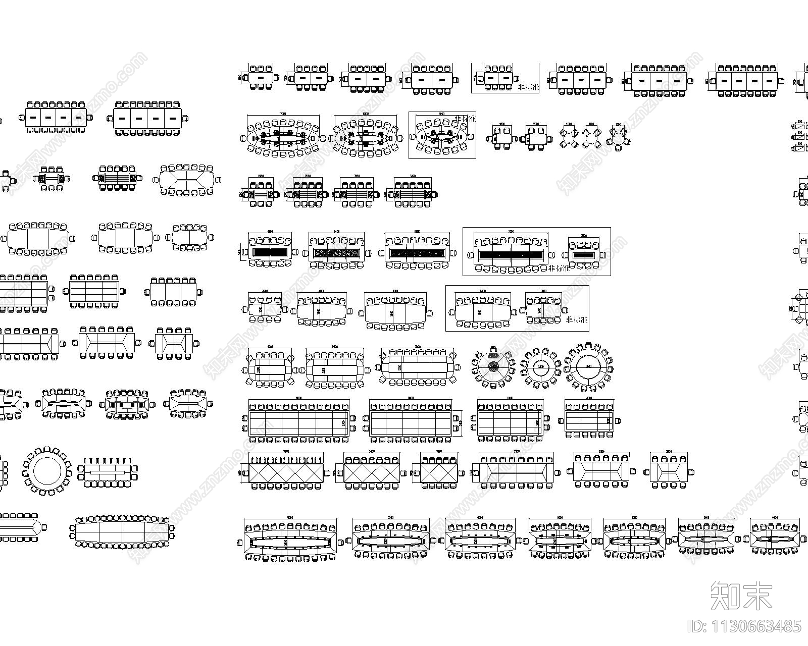 会议桌施工图下载【ID:1130663485】