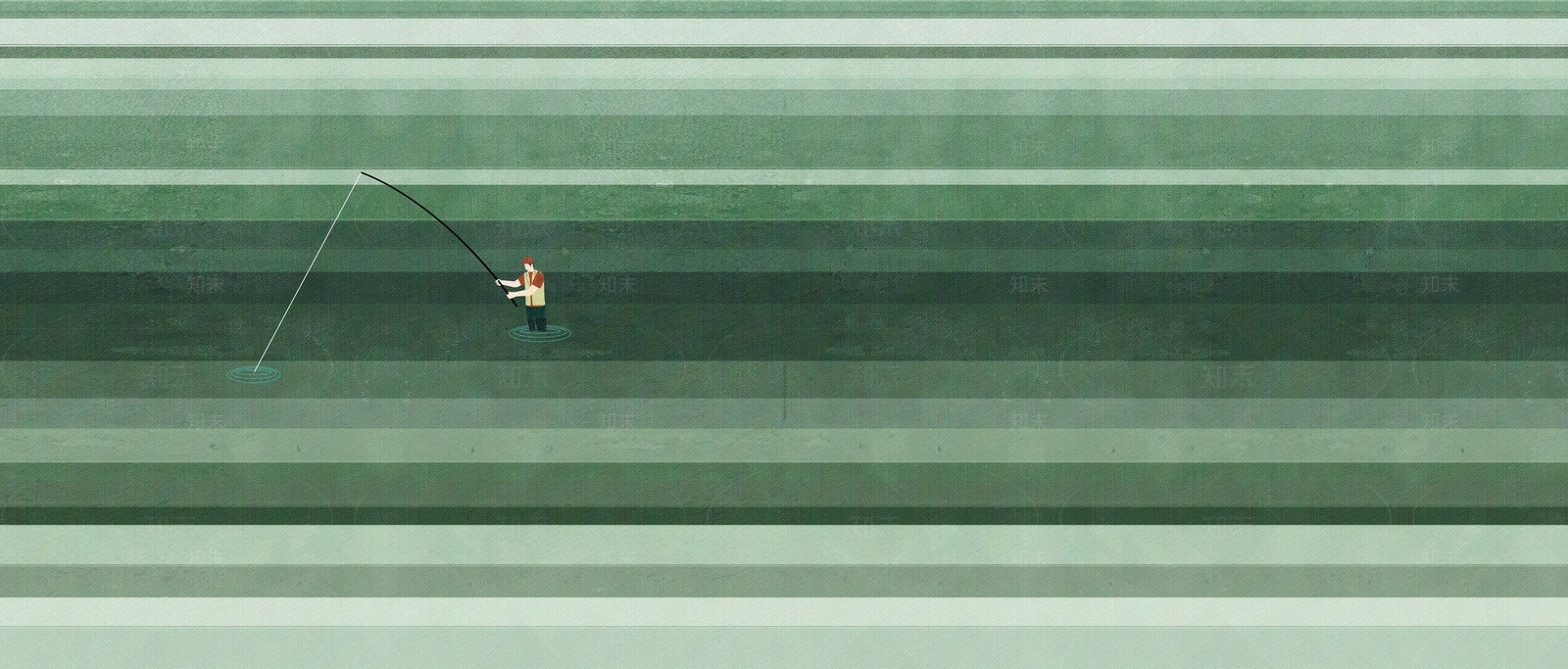 绿色渐变条纹卡通插画墙绘壁画贴图下载【ID:1130670048】