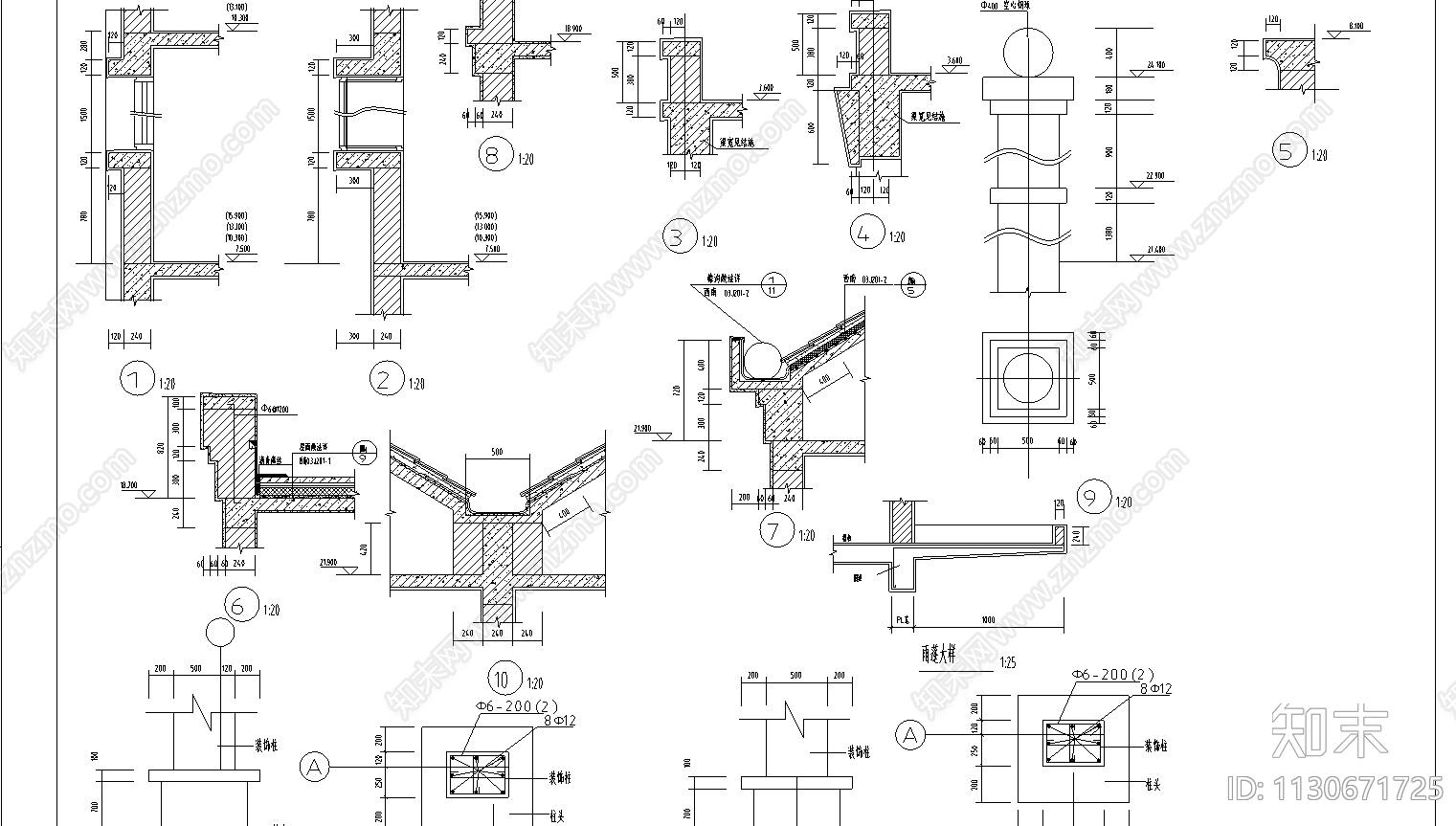 6层砖混结构商住楼结构cad施工图下载【ID:1130671725】