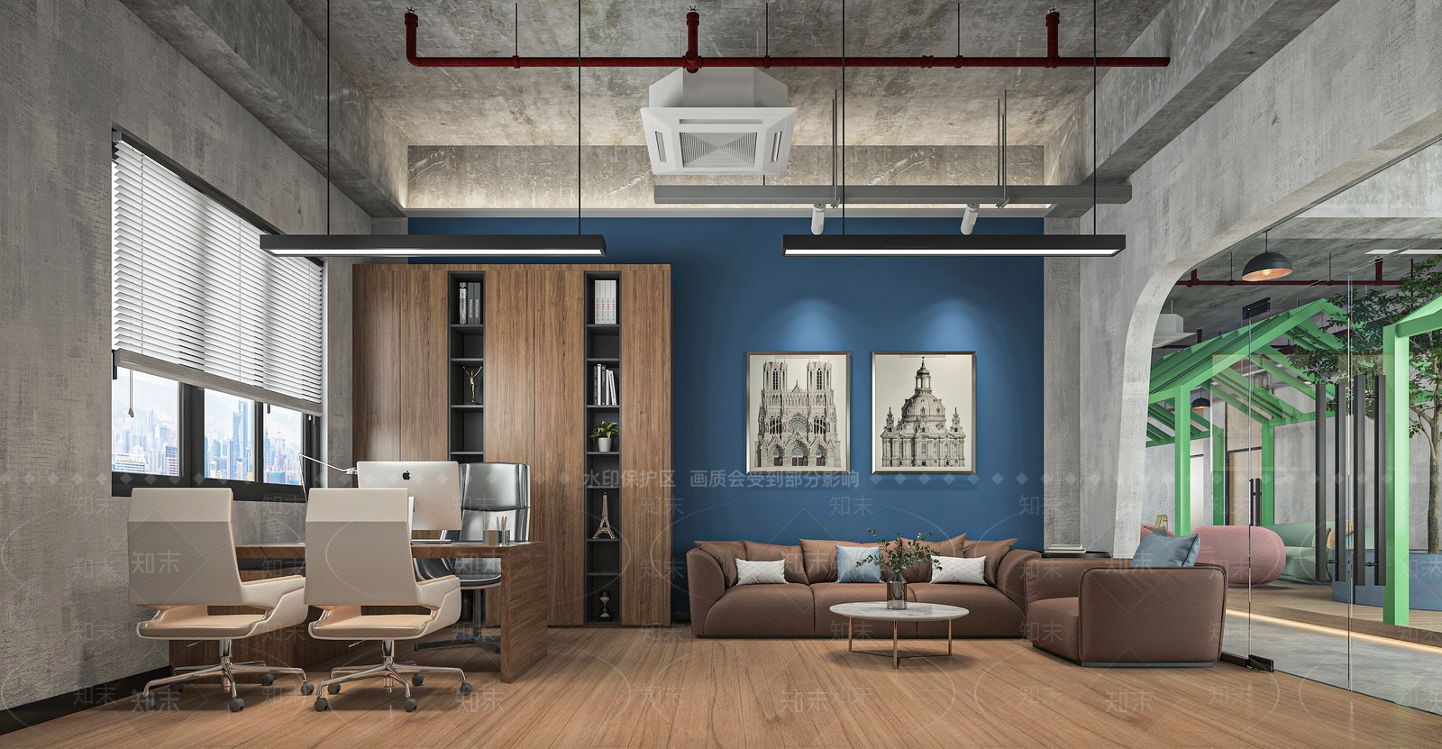 工业风经理办公室3D模型下载【ID:1130673002】_知末3d模型网
