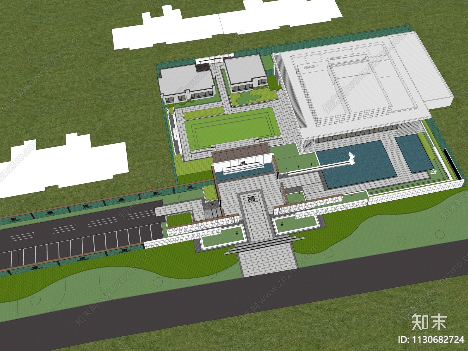 现代示范区景观SU模型下载【ID:1130682724】