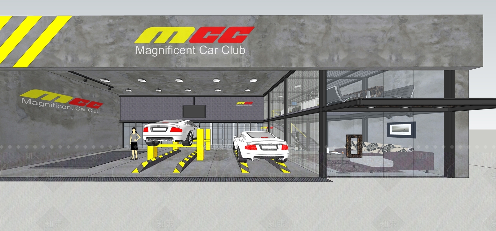 现代汽车4S店门头门面SU模型下载【ID:1130682885】