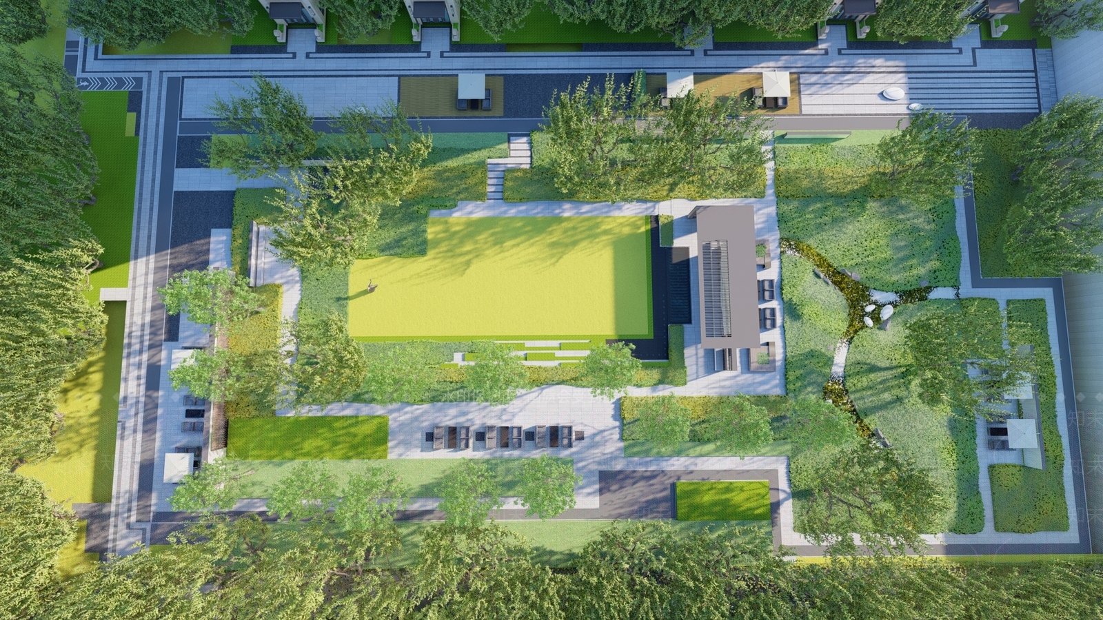 现代住宅景观SU模型下载【ID:1130687178】