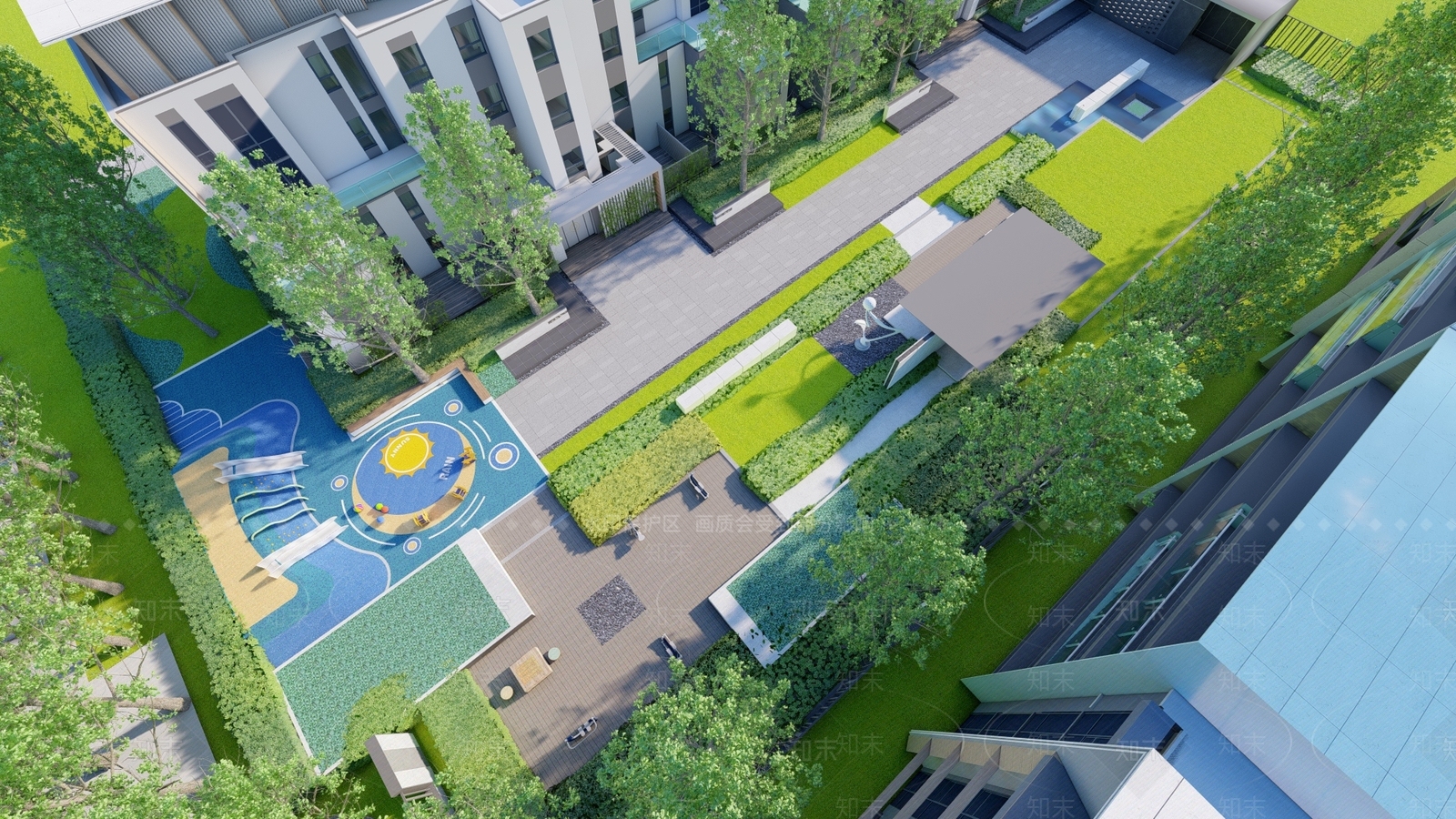 现代住宅景观SU模型下载【ID:1130687139】