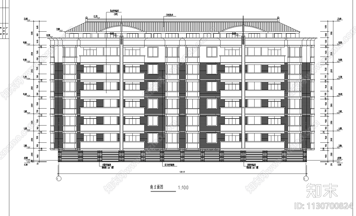 多层公寓建筑cad施工图下载【ID:1130700824】