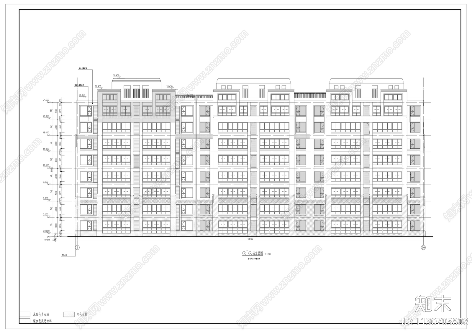 多层住宅建筑cad施工图下载【ID:1130705808】