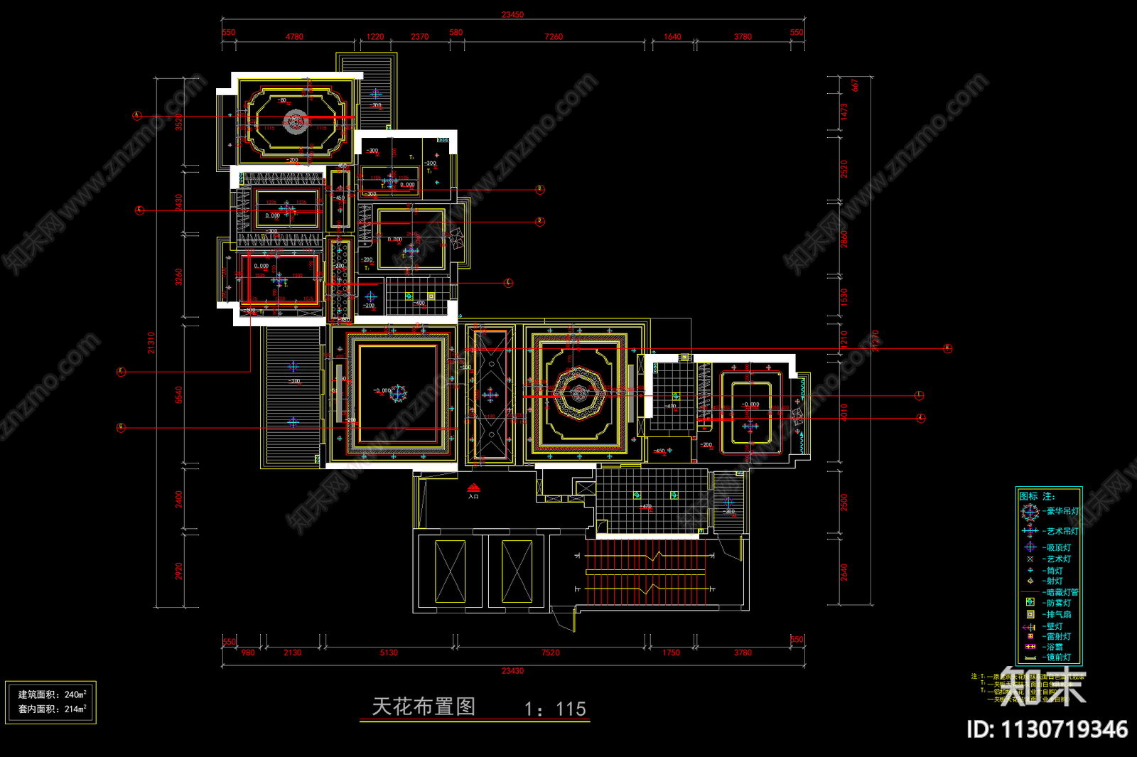 欧式古典室内家装cad施工图下载【ID:1130719346】