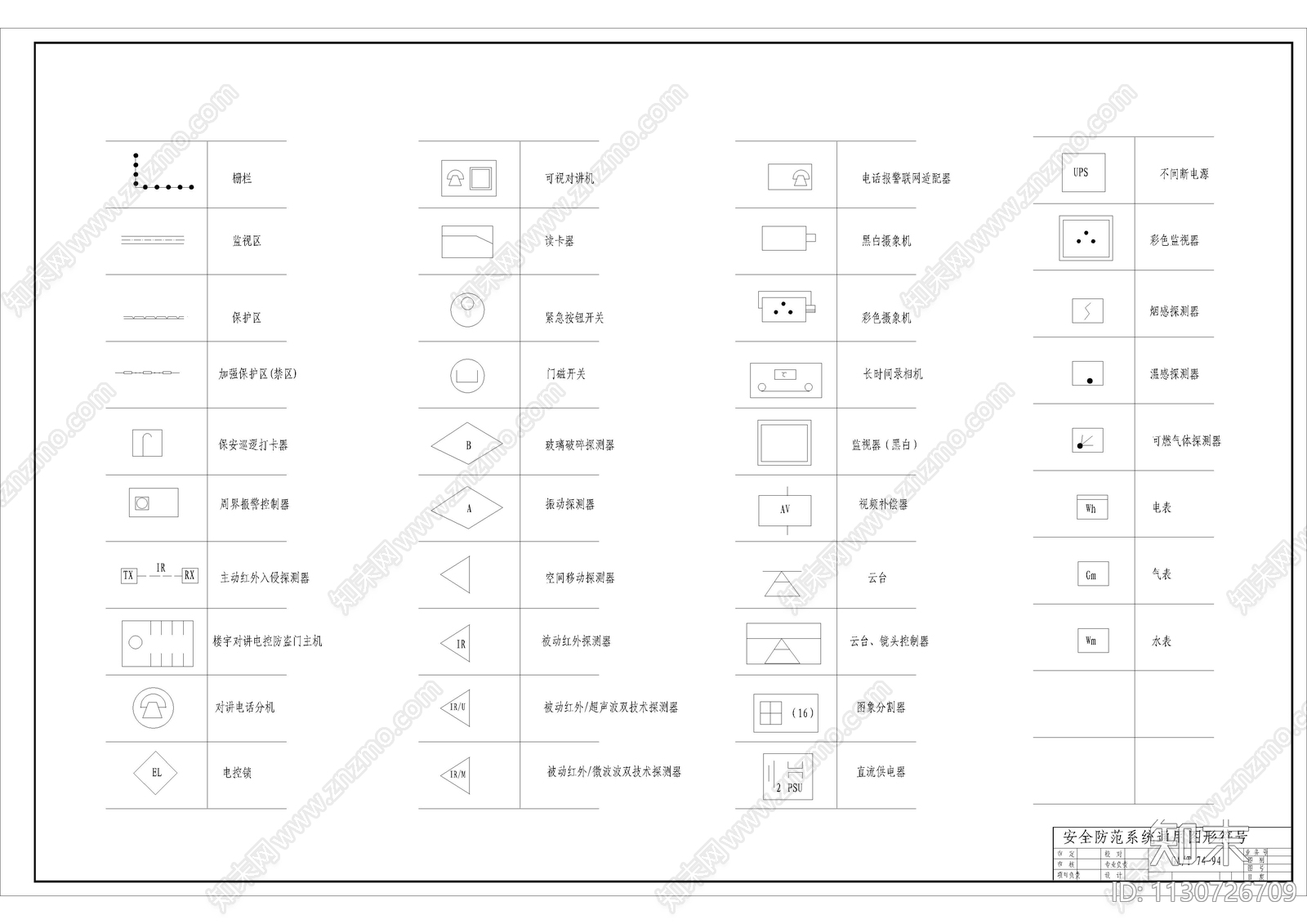 安防系统通用图形符号施工图下载【ID:1130726709】