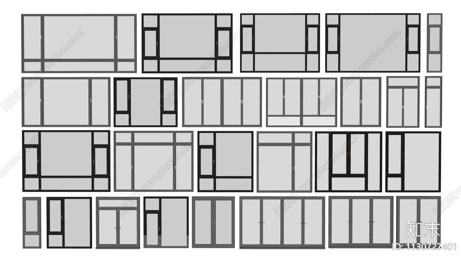 现代玻璃窗SU模型下载【ID:1130727401】