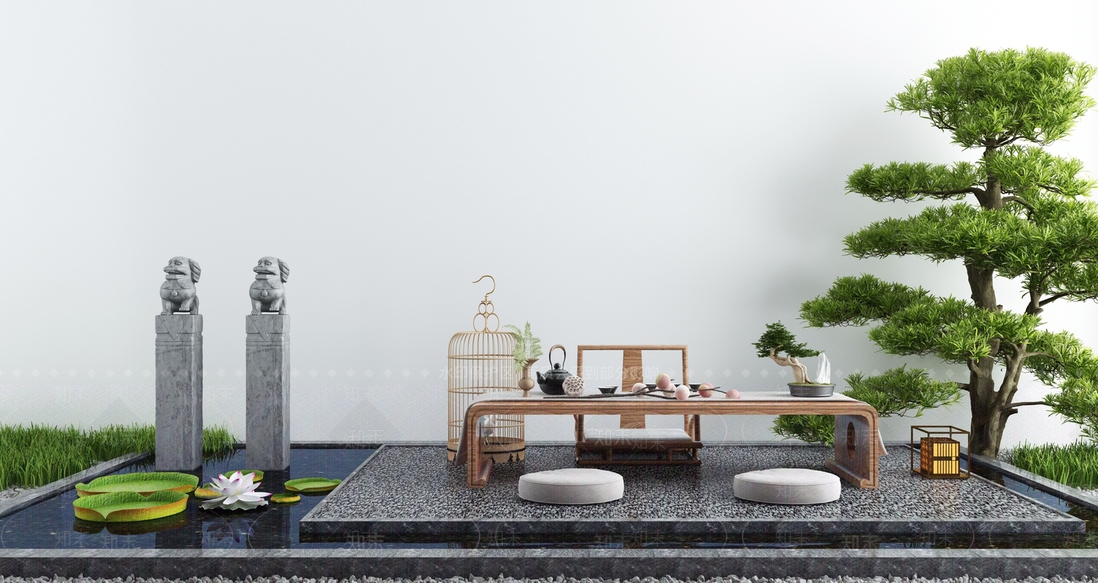 新中式假山水景3D模型下载【ID:1130728526】
