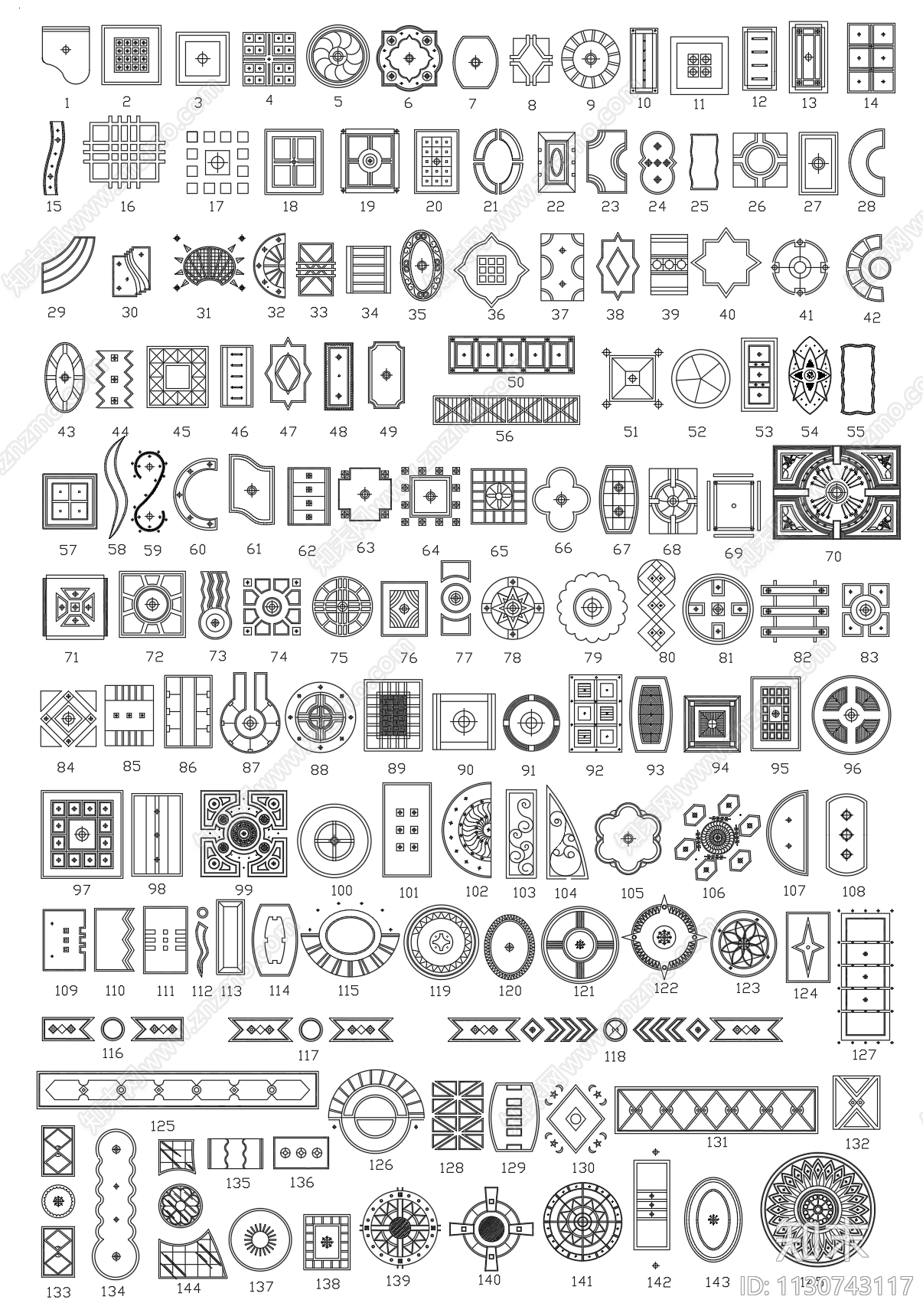 吊顶造型线条施工图下载【ID:1130743117】