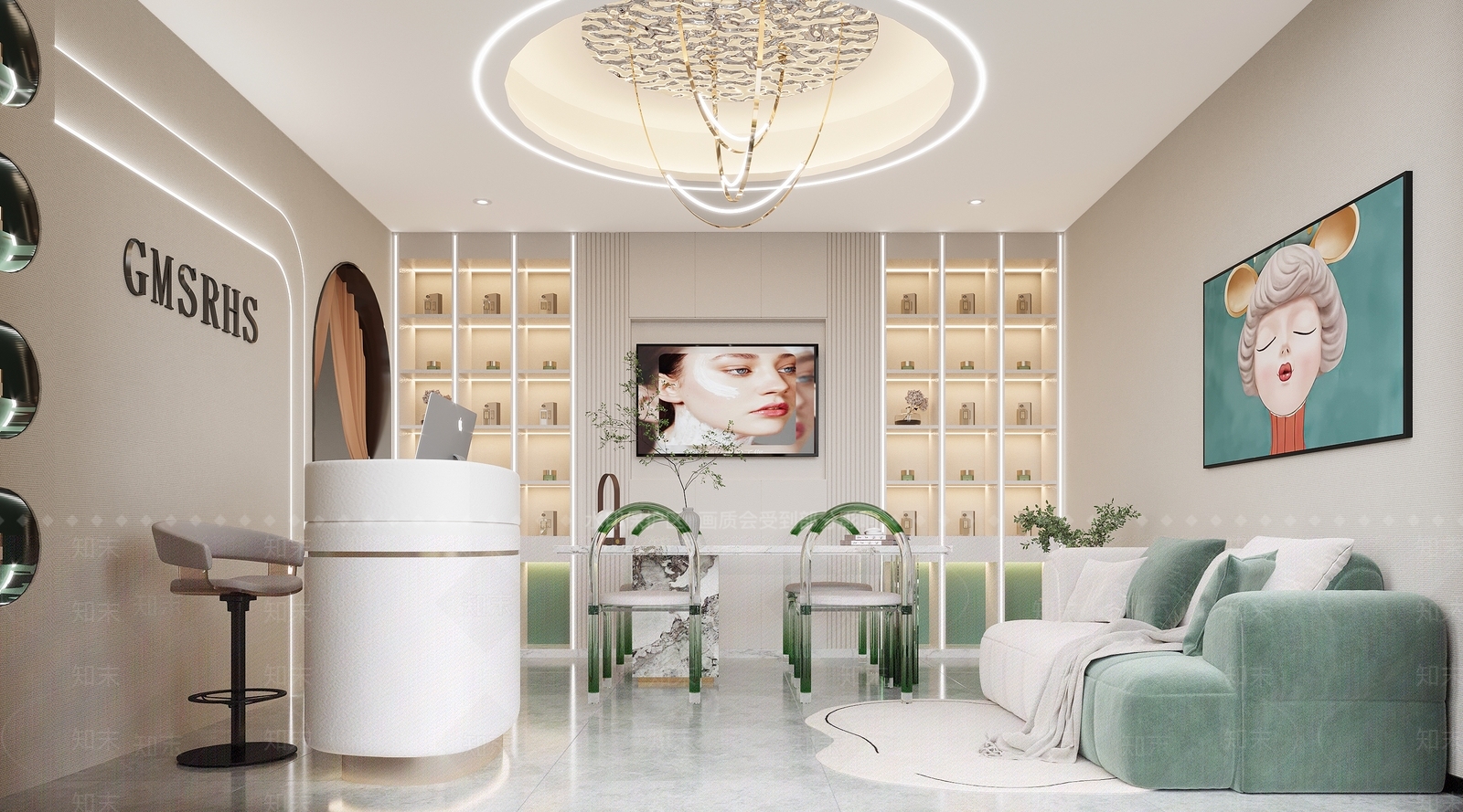 现代美容美甲店3D模型下载【ID:1130749042】