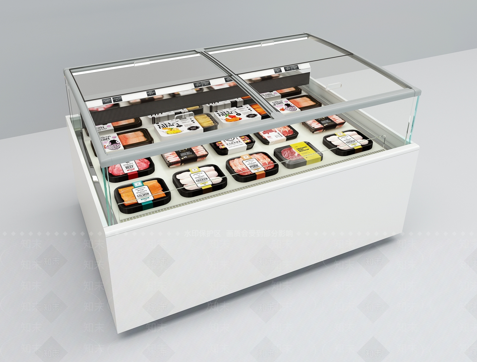 现代超市冷藏展示柜3D模型下载【ID:1130752952】