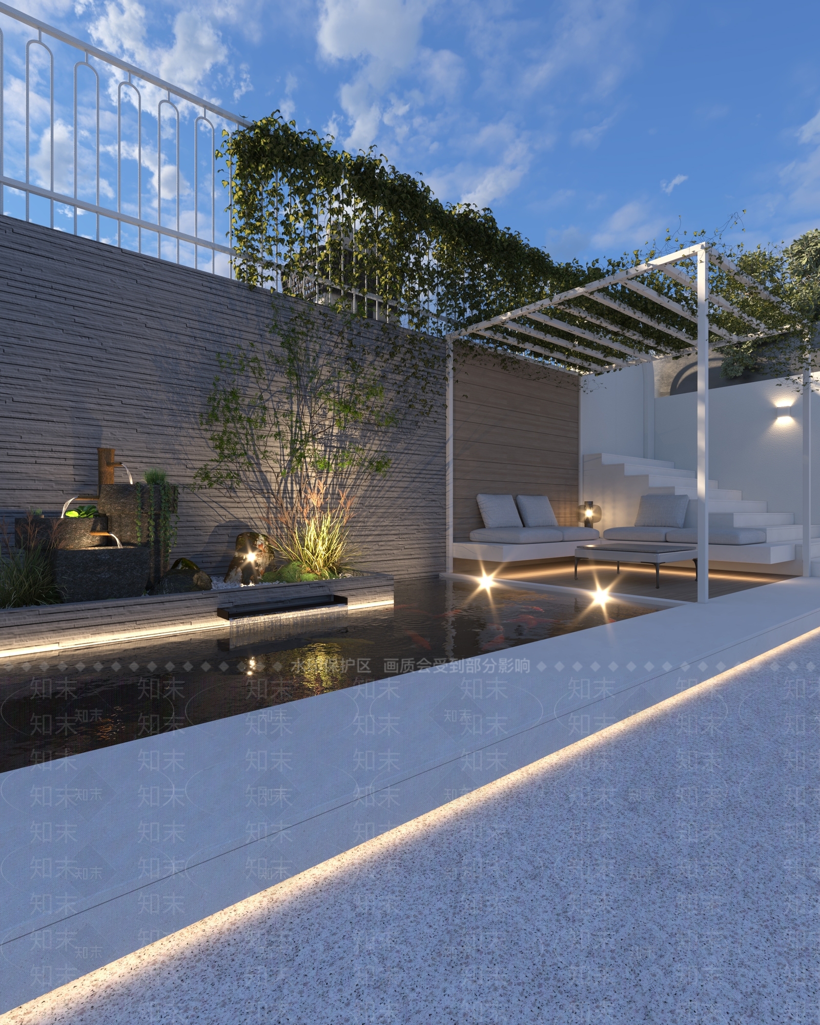 现代庭院景观3D模型下载【ID:1130755806】_知末3d模型网