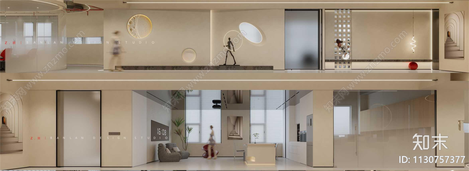 天时办公室效果图cad施工图下载【ID:1130757377】