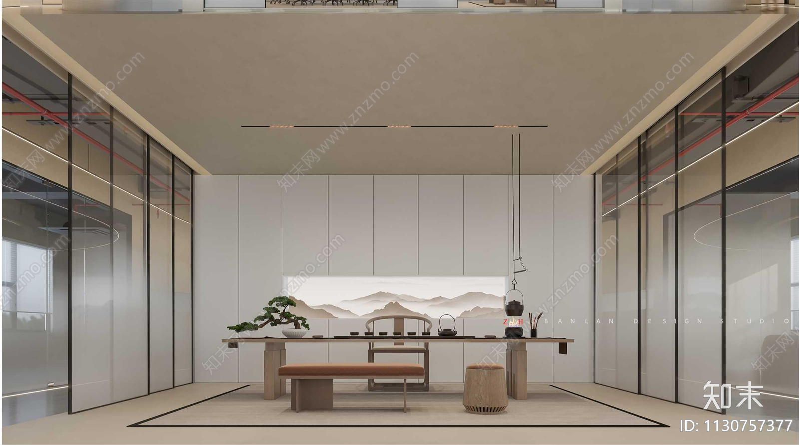 天时办公室效果图cad施工图下载【ID:1130757377】
