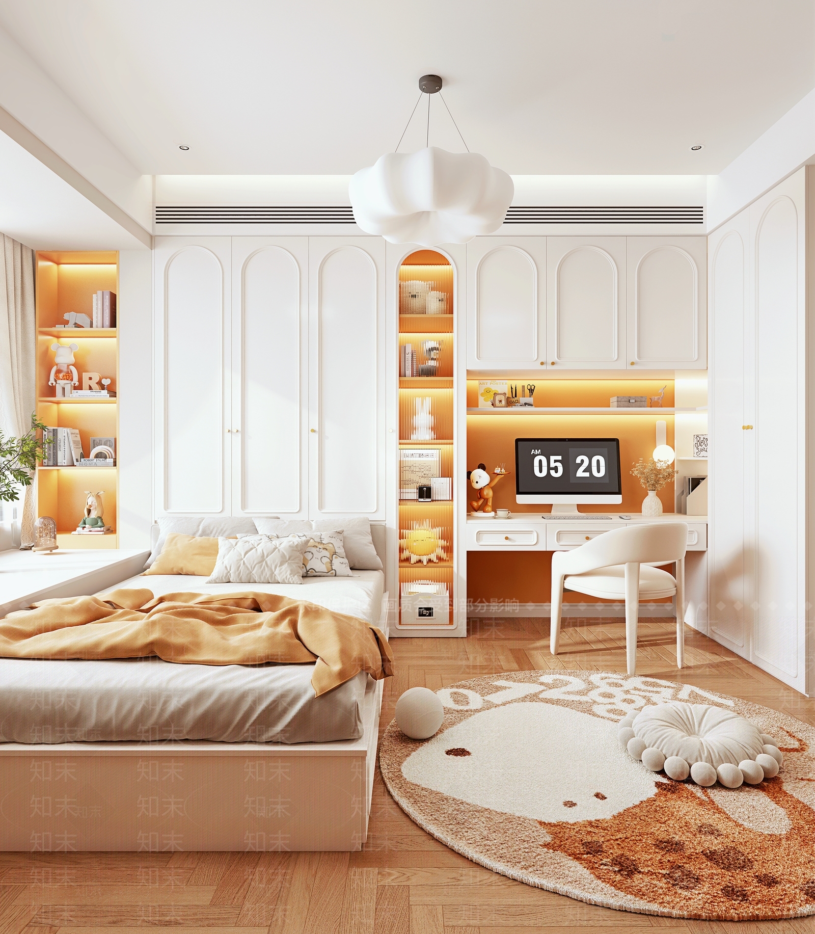 北欧儿童榻榻米卧室3D模型下载【ID:1130761089】