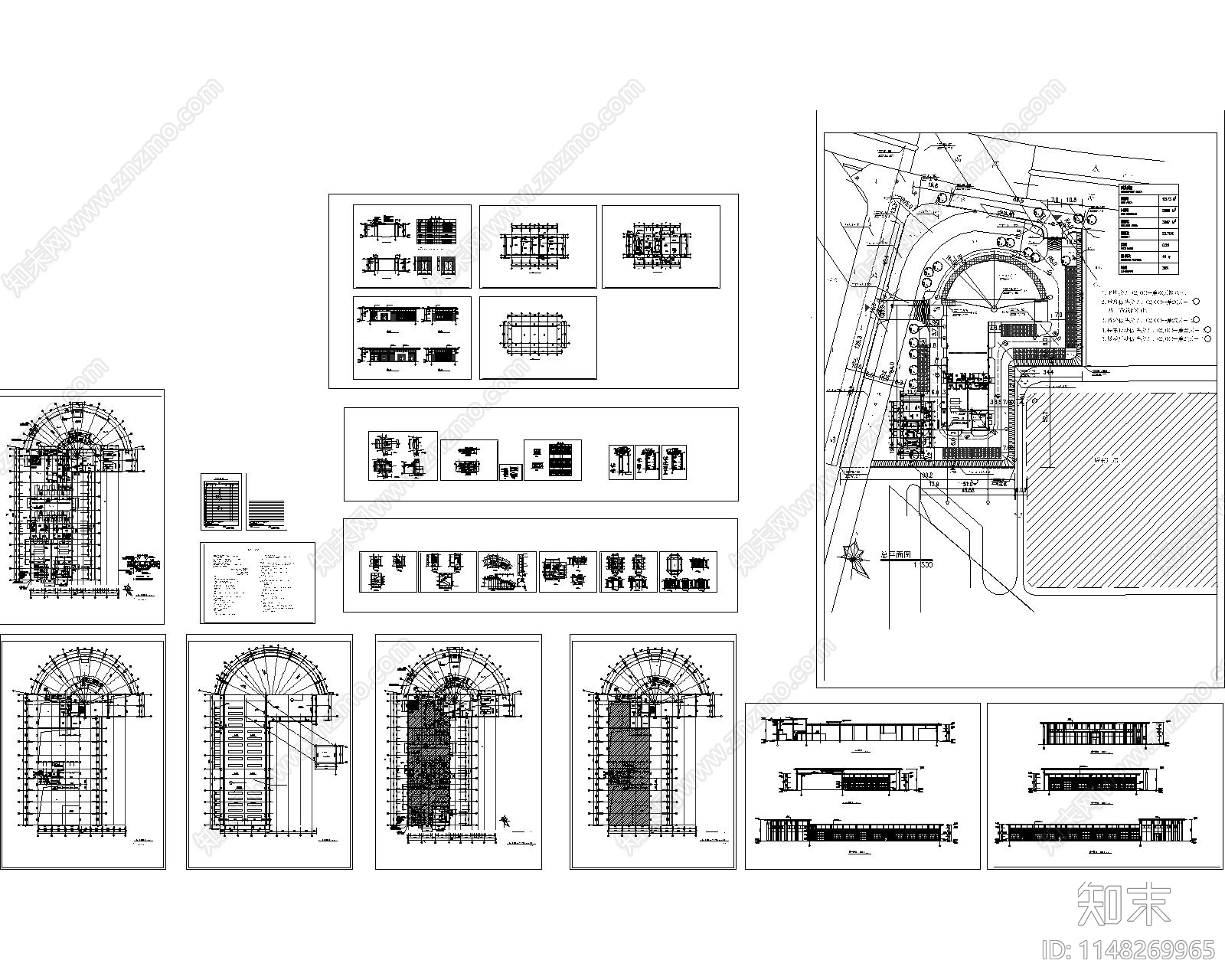 奔驰4s店建筑cad施工图下载【ID:1148269965】