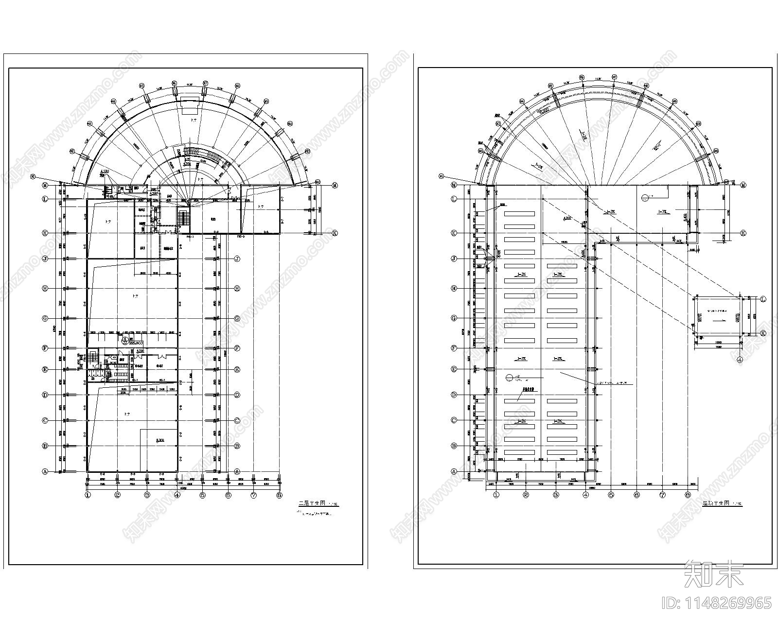 奔驰4s店建筑cad施工图下载【ID:1148269965】