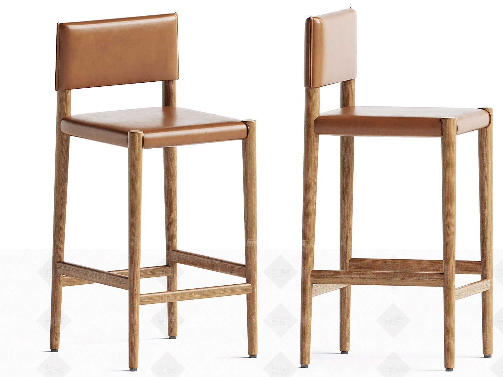 Marseille现代木质皮革吧椅3D模型下载【ID:1130768466】