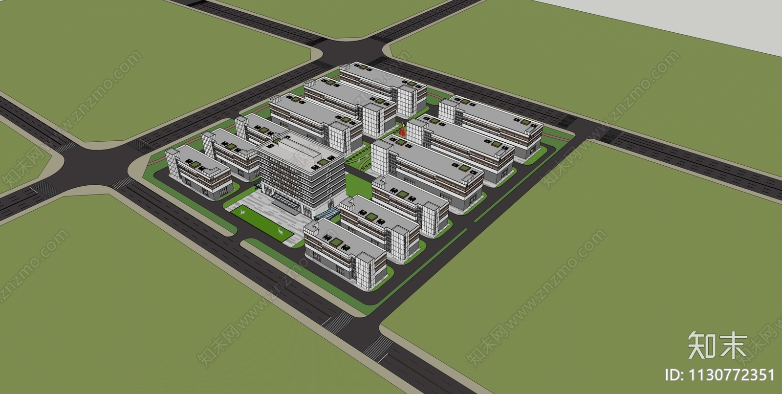 现代产业园SU模型下载【ID:1130772351】
