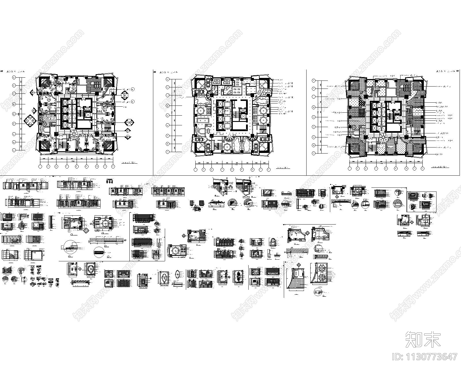 KTV包房装修cad施工图下载【ID:1130773647】