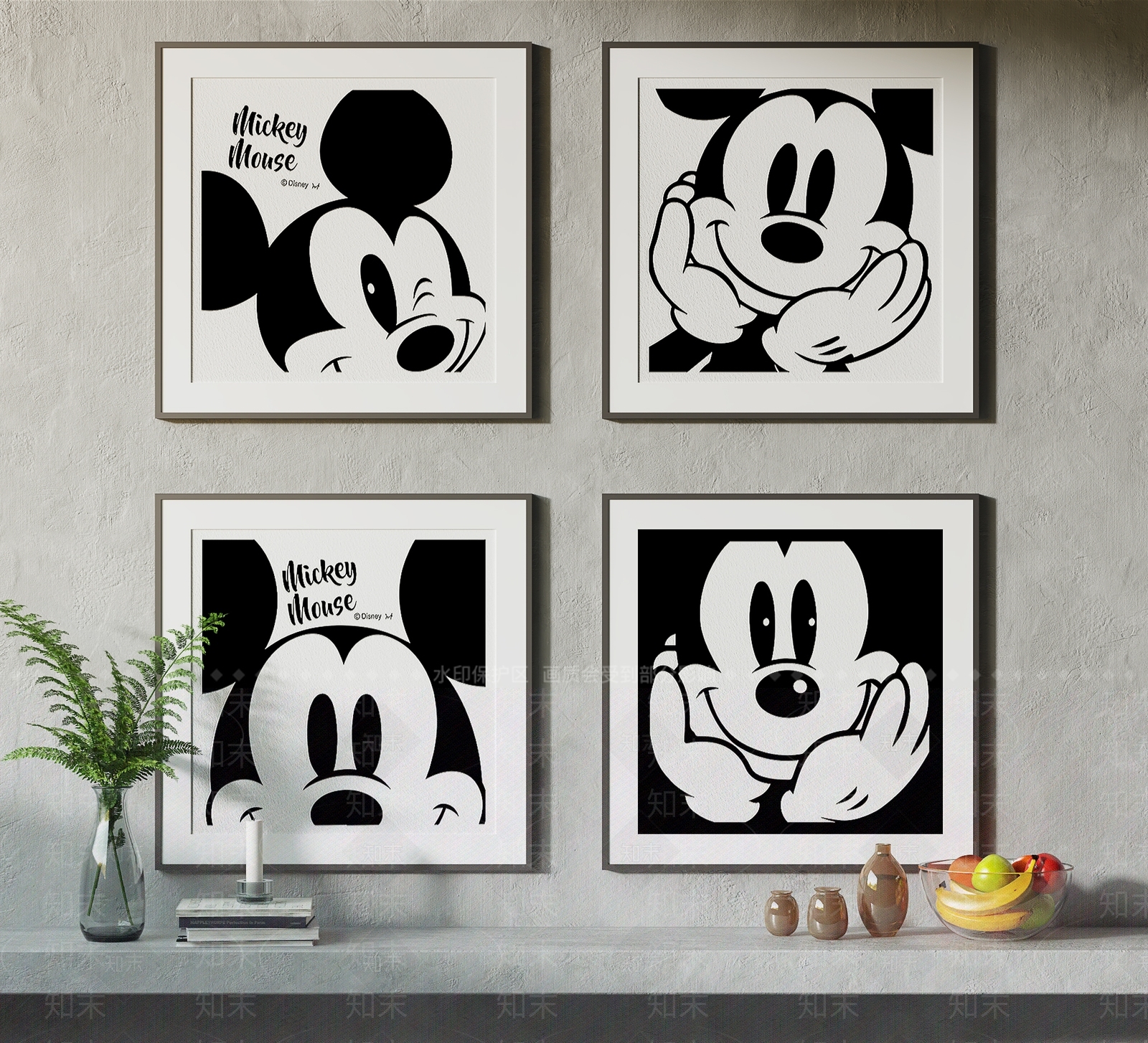 现代卡通装饰画3D模型下载【ID:1130774095】