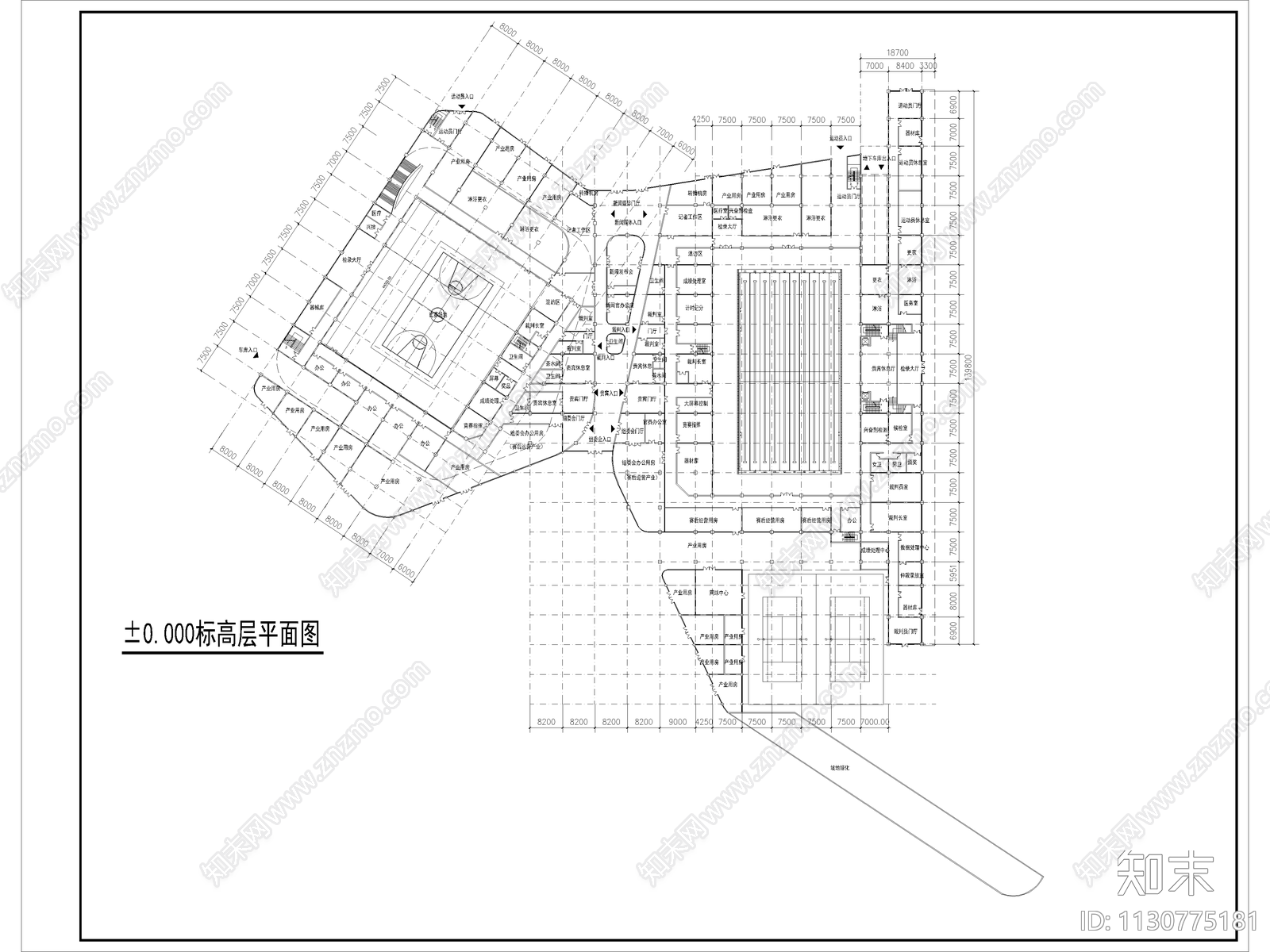 学校体育馆建筑cad施工图下载【ID:1130775181】