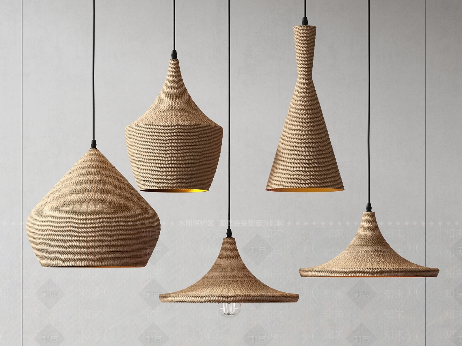 侘寂风藤编吊灯3D模型下载【ID:1130775027】