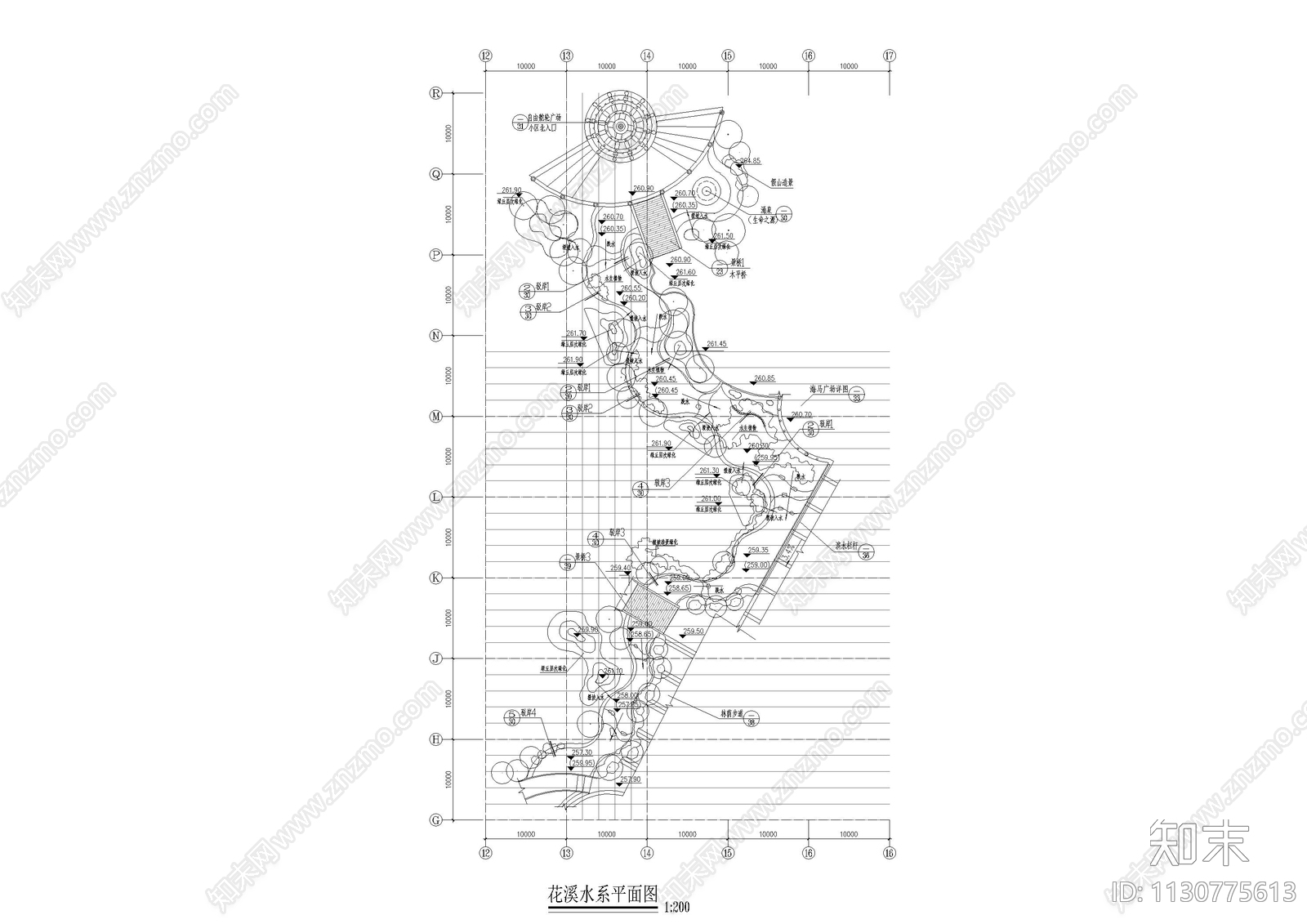 花溪水系平面图大样图施工图下载【ID:1130775613】