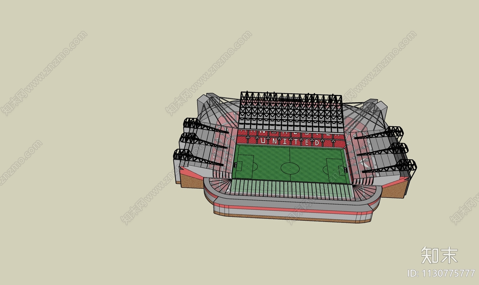 现代足球场含看台SU模型下载【ID:1130775777】