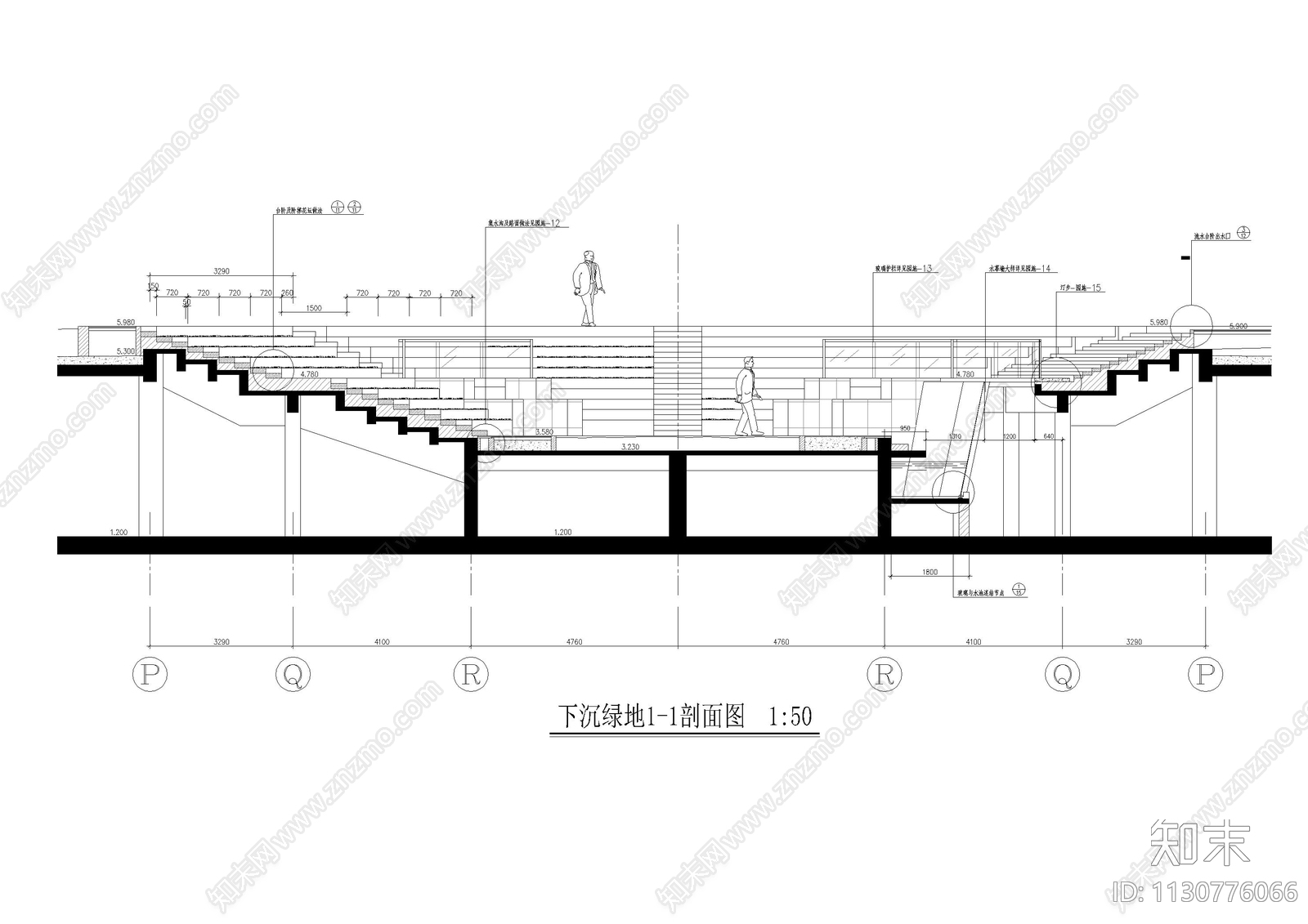 下沉绿地及土坡泡沫垫层大样cad施工图下载【ID:1130776066】