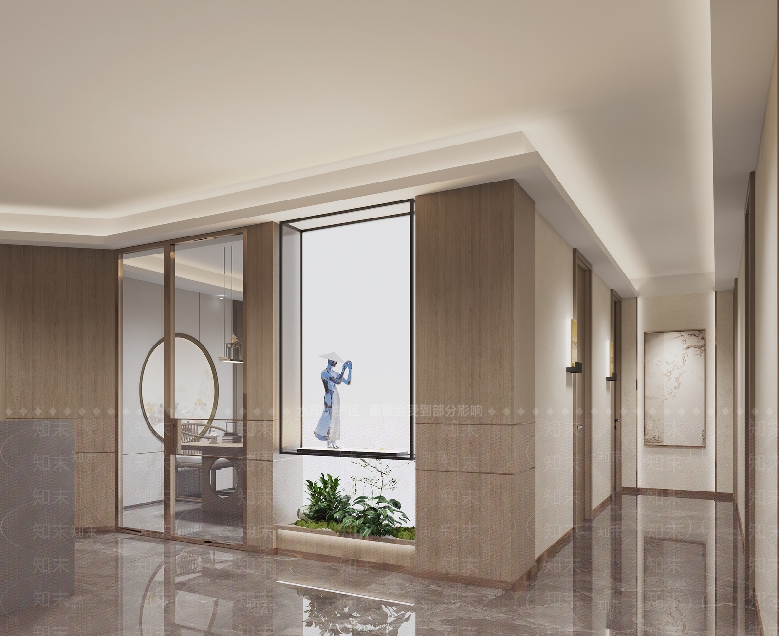 新中式美容院过道3D模型下载【ID:1130777717】
