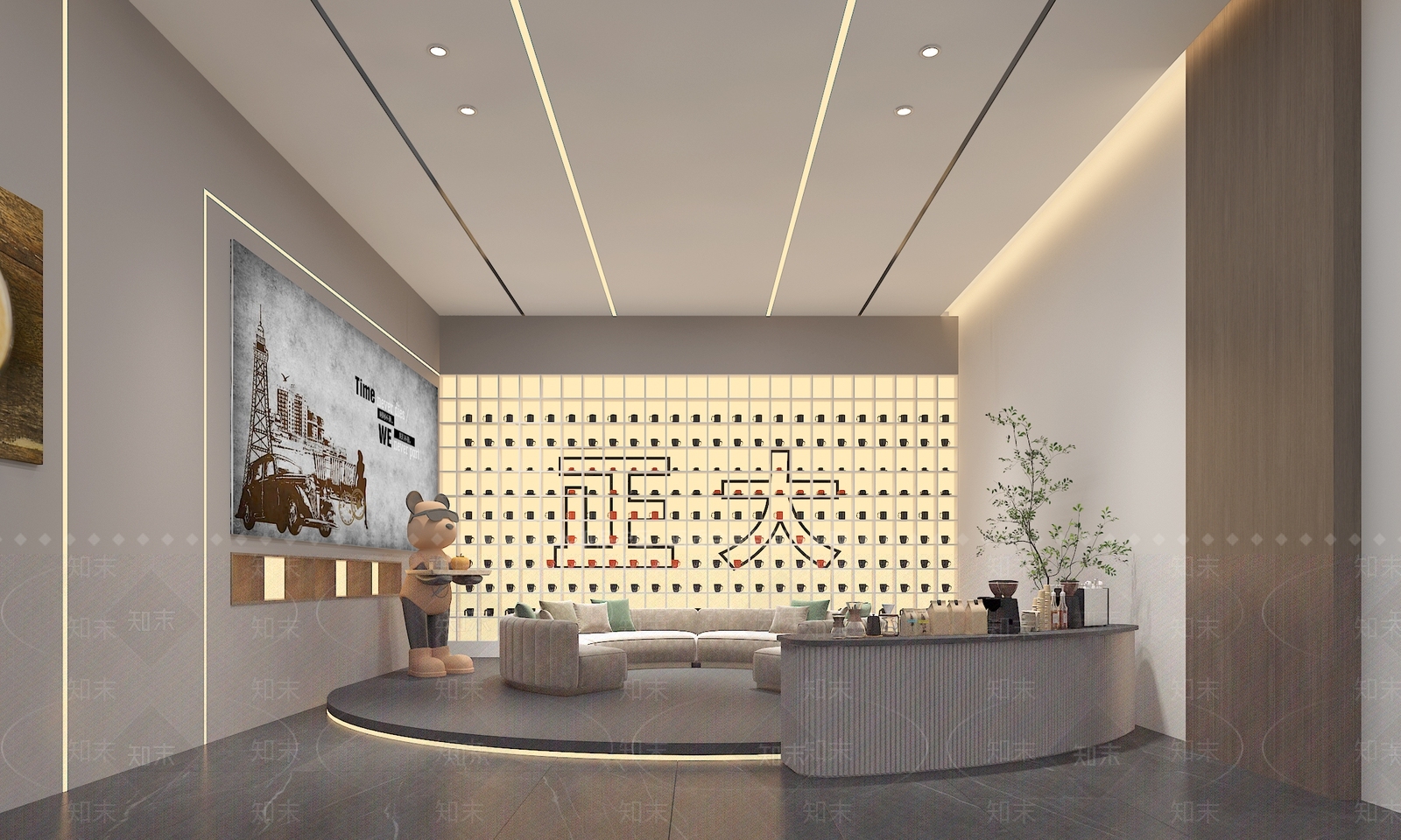 现代咖啡展厅SU模型下载【ID:1130779091】