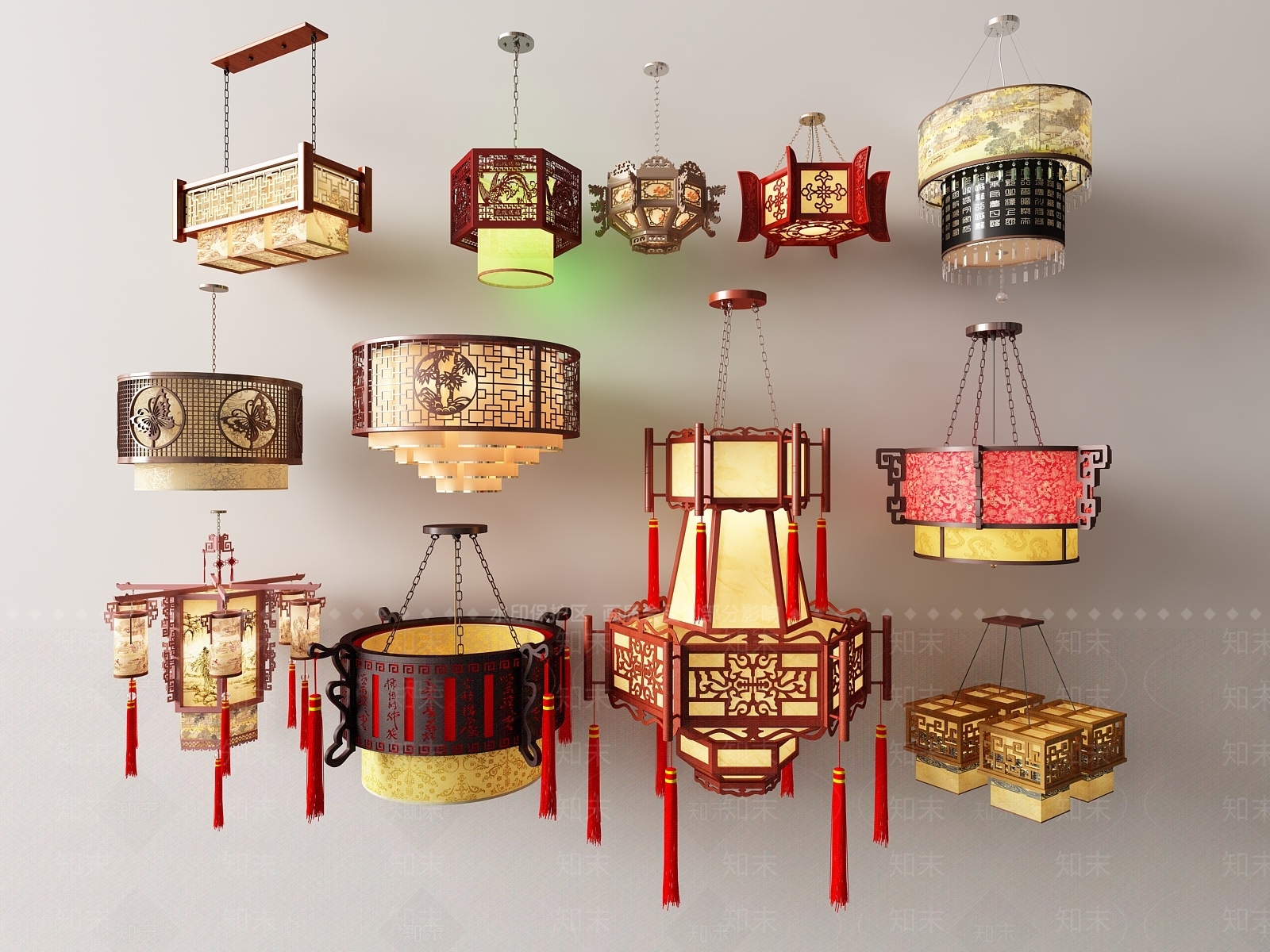 中式吊灯SU模型下载【ID:1130797257】
