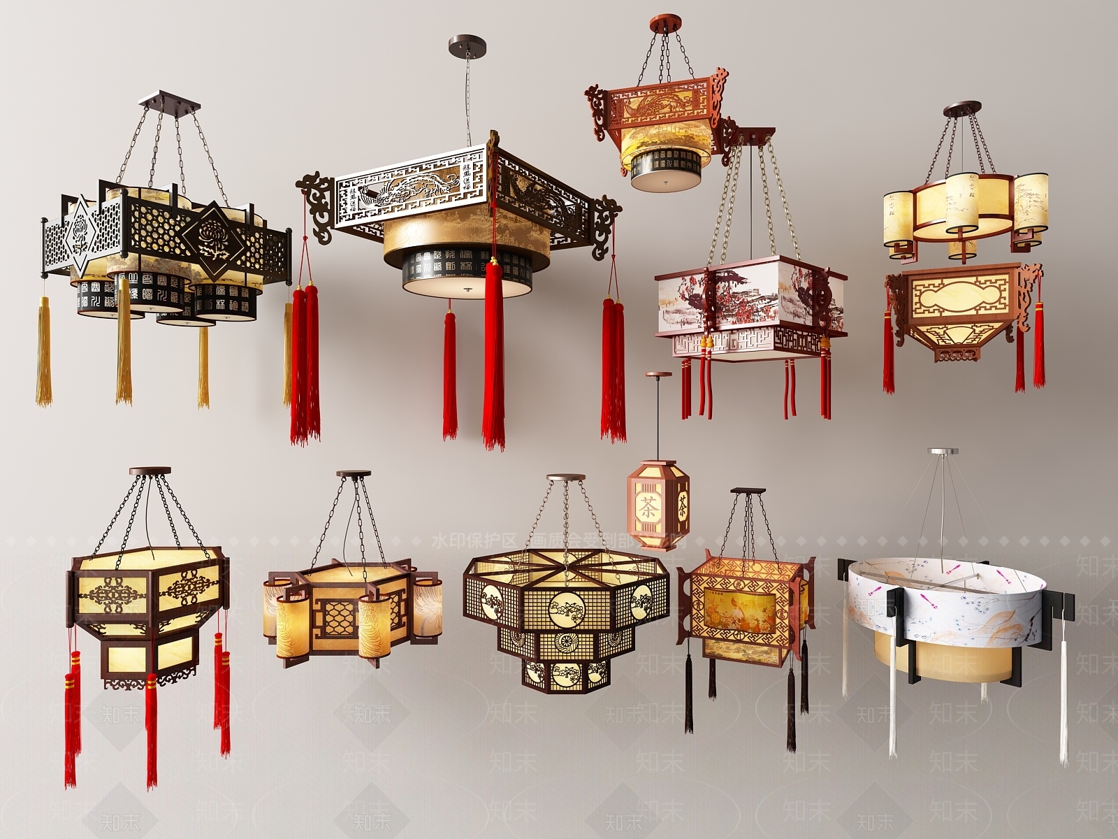 中式吊灯SU模型下载【ID:1130797264】