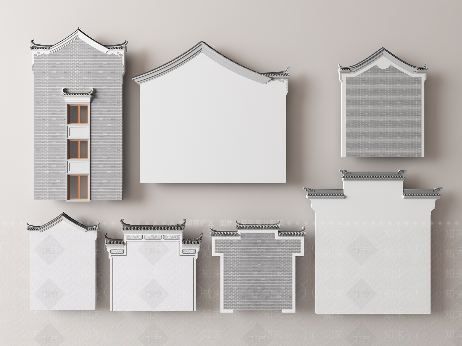 新中式马头墙SU模型下载【ID:1130796414】