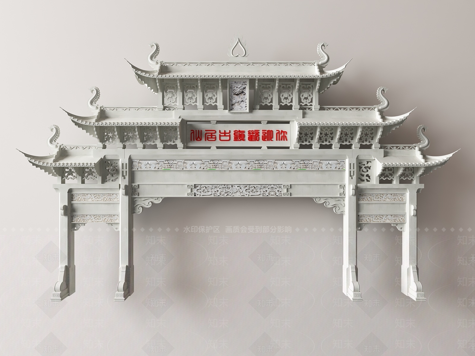 中式牌楼牌坊SU模型下载【ID:1130796318】