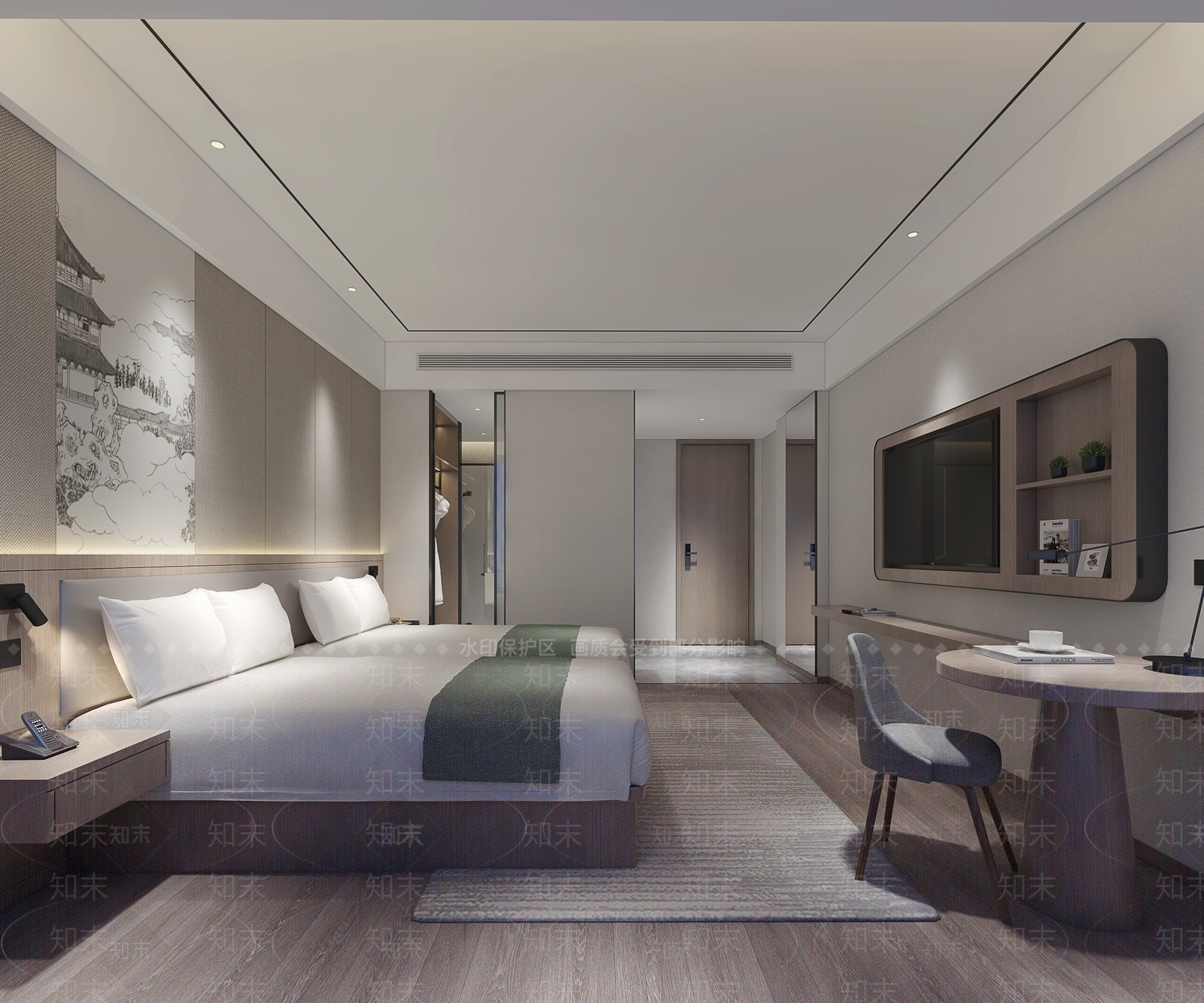 新中式家居卧室3D模型下载【ID:1221626967】