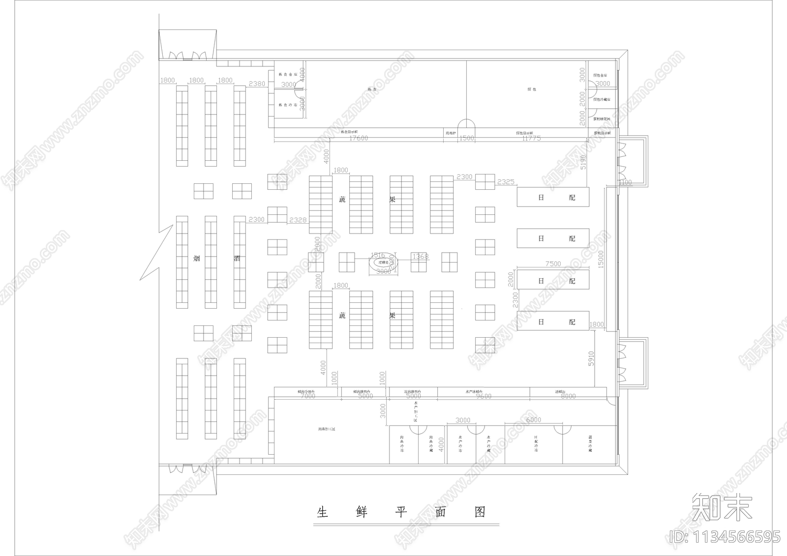 某大型超市灯光智能化cad施工图下载【ID:1134566595】