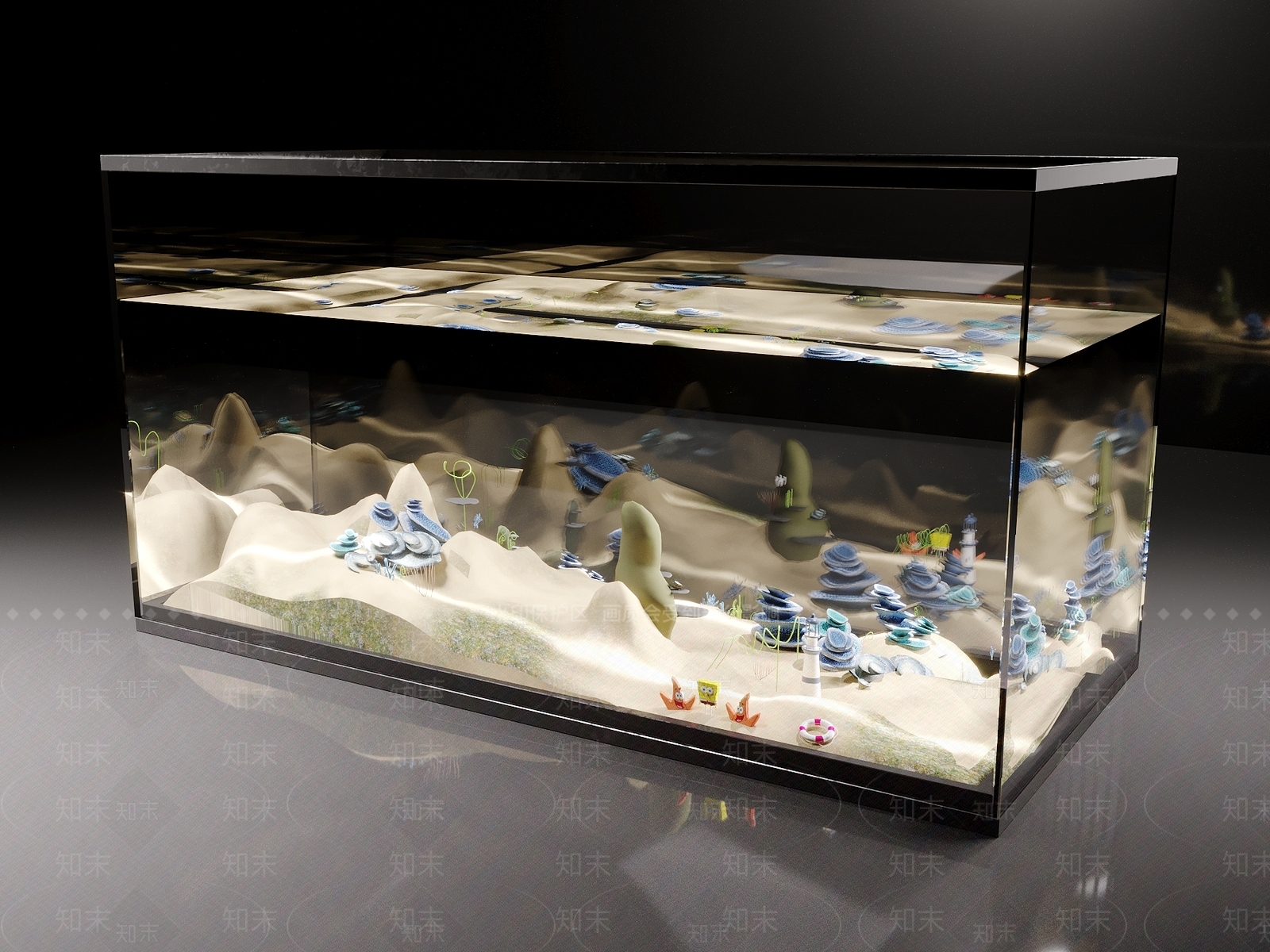现代极简鱼缸3D模型下载【ID:1130792647】