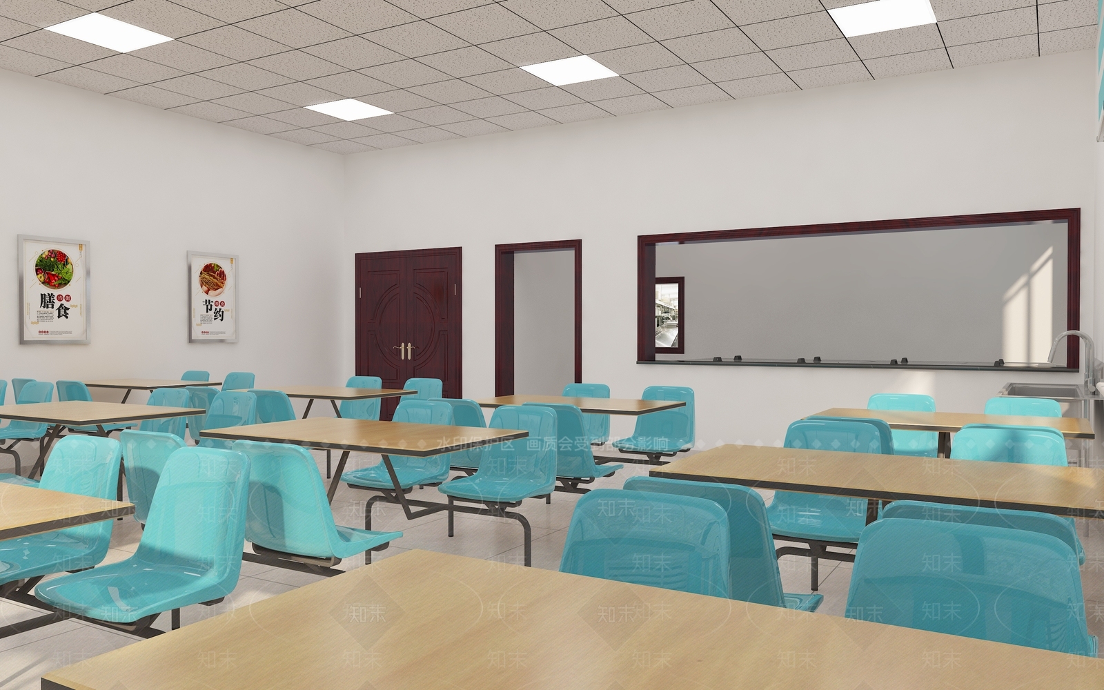现代员工餐厅3D模型下载【ID:1130806635】