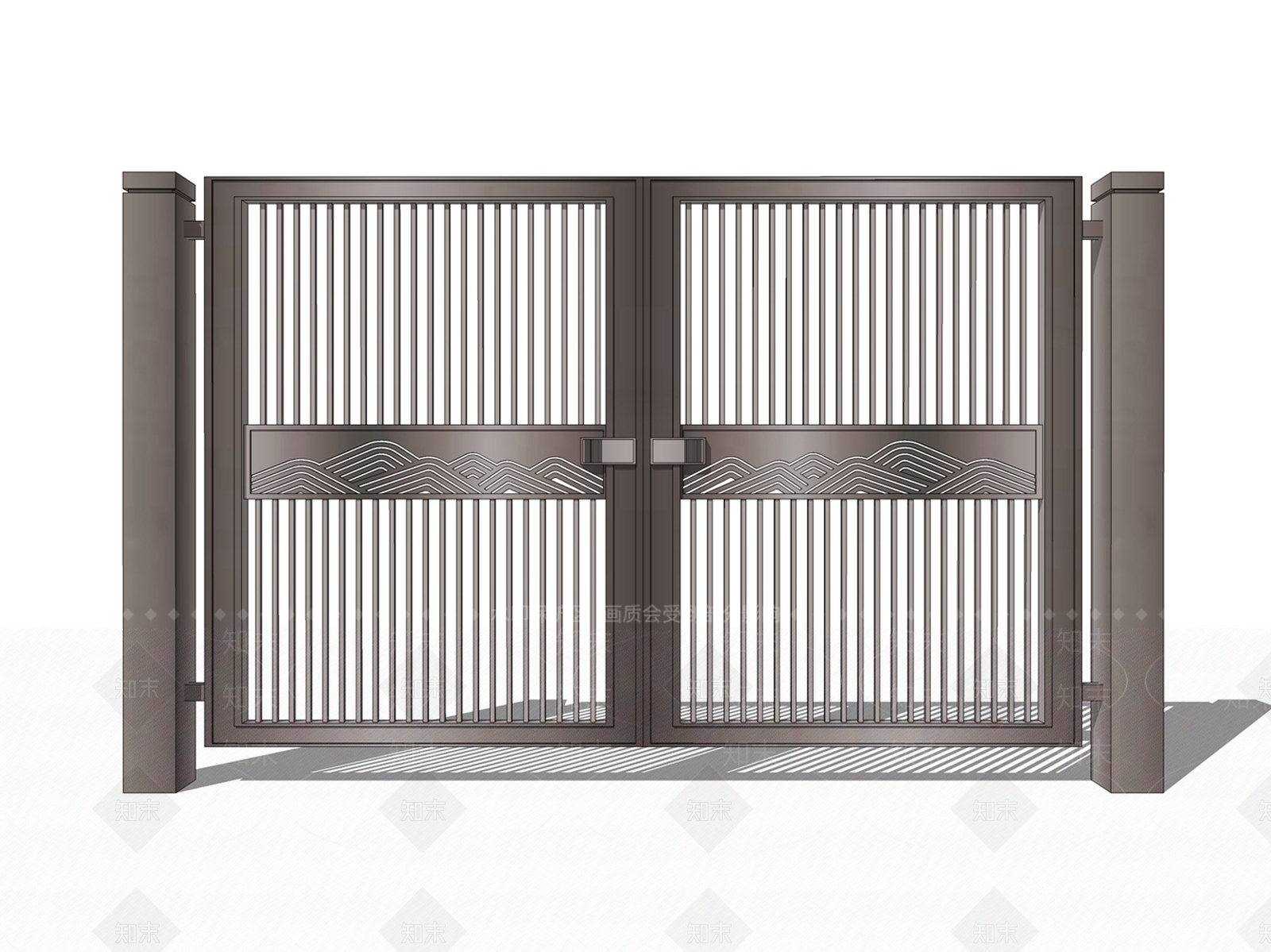 新中式铁艺大门SU模型下载【ID:1130811550】