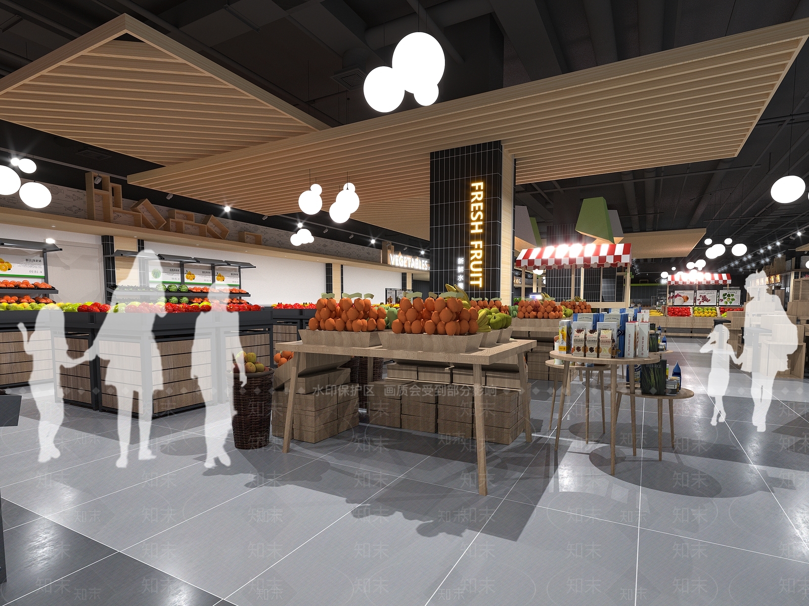 工业风超市水果区3D模型下载【ID:1130816495】